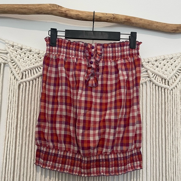 Y2K Strapless Cutesy Checkered Blouse Sz S/M - Picture 1 of 6